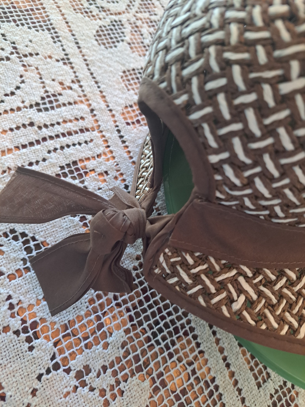 Royal Road Trading Co Woven Straw Sun Hat with Ribbon Trim Brown - Picture 3 of 4